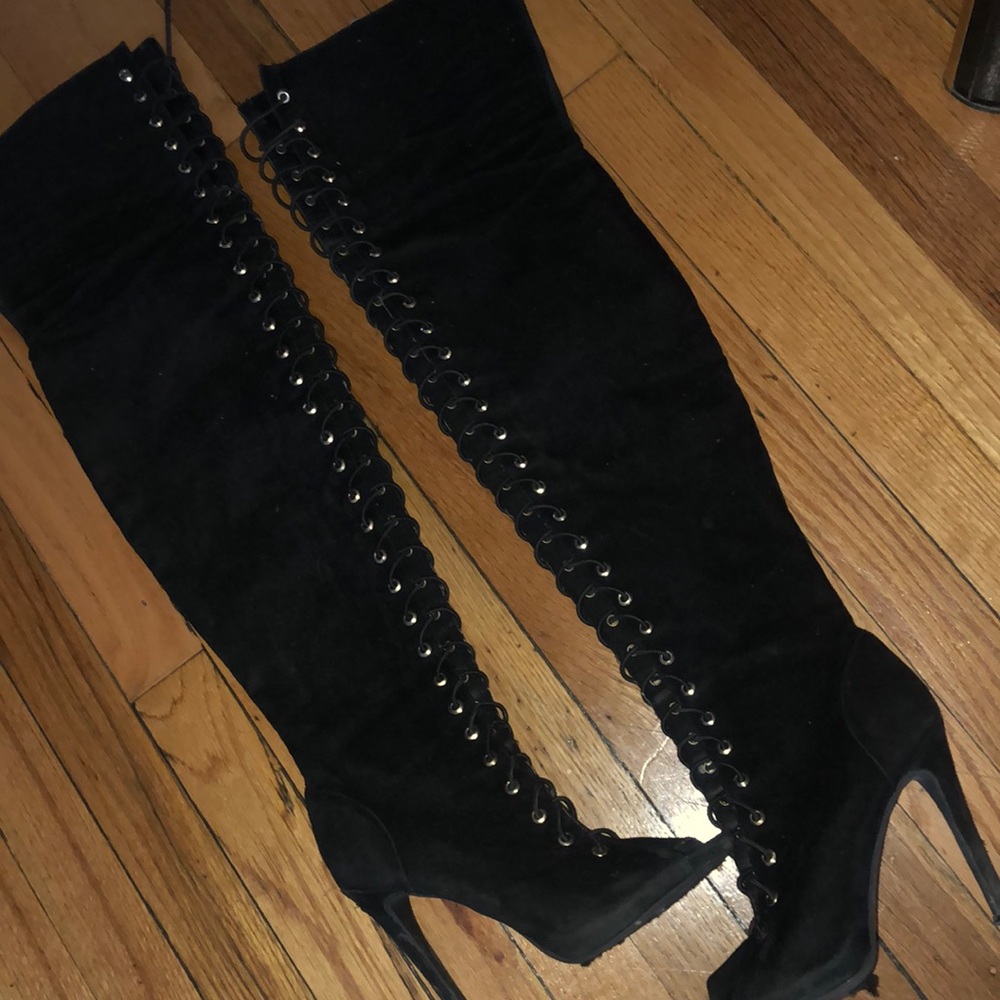 Bad to the Bone. Black Thigh Boots